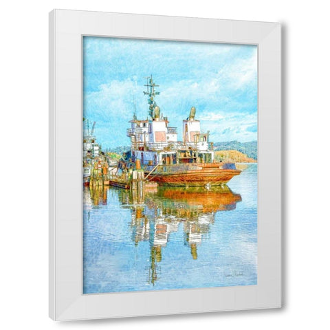 Harbor Tug White Modern Wood Framed Art Print by Murdock, Ramona