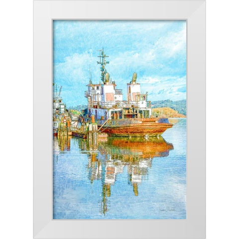 Harbor Tug White Modern Wood Framed Art Print by Murdock, Ramona