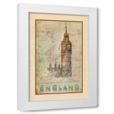 Travel England White Modern Wood Framed Art Print by Murdock, Ramona
