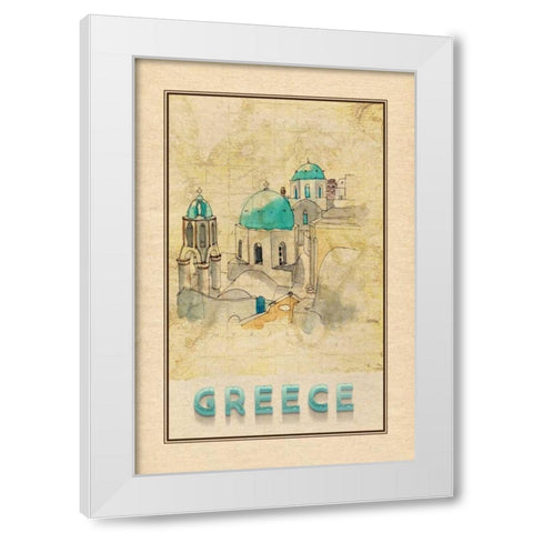 Travel Greece White Modern Wood Framed Art Print by Murdock, Ramona