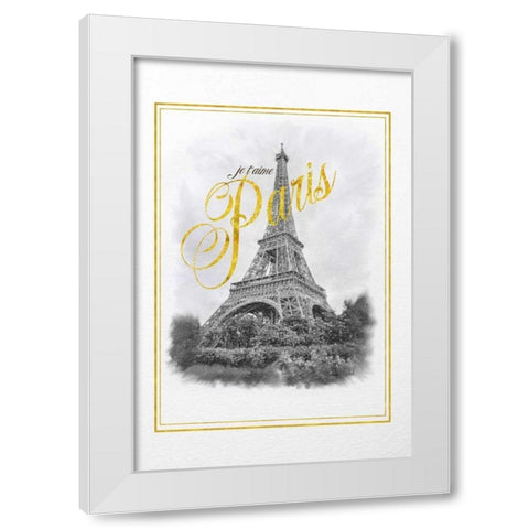 Je Taime Paris White Modern Wood Framed Art Print by Murdock, Ramona
