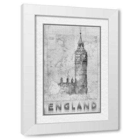 Travel England White Modern Wood Framed Art Print by Murdock, Ramona