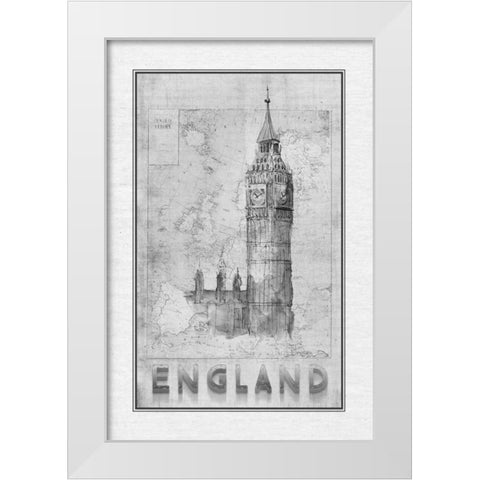 Travel England White Modern Wood Framed Art Print by Murdock, Ramona