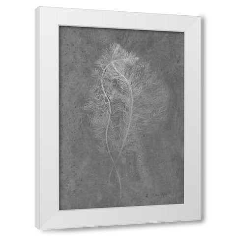 Fern Algae Silver on Black White Modern Wood Framed Art Print by Murdock, Ramona