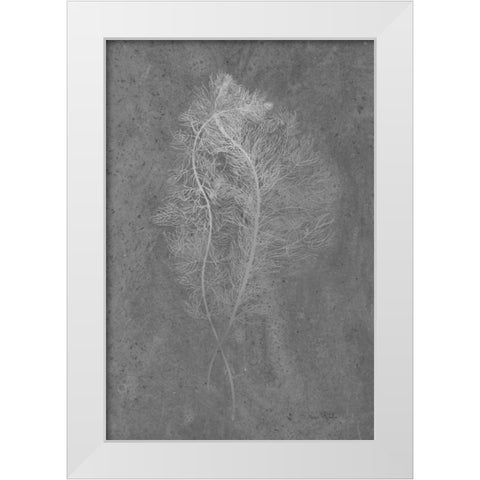 Fern Algae Silver on Black White Modern Wood Framed Art Print by Murdock, Ramona