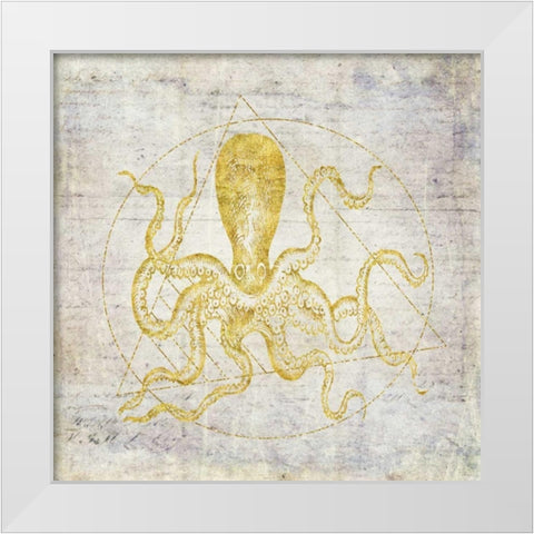Octopus Geometric Gold White Modern Wood Framed Art Print by Murdock, Ramona