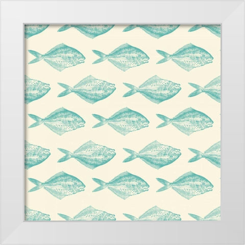 Fish Pattern White Modern Wood Framed Art Print by Murdock, Ramona