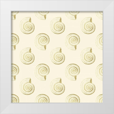 Golden Shell Pattern White Modern Wood Framed Art Print by Murdock, Ramona
