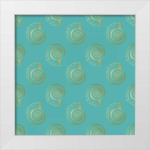 Golden Shell Pattern White Modern Wood Framed Art Print by Murdock, Ramona