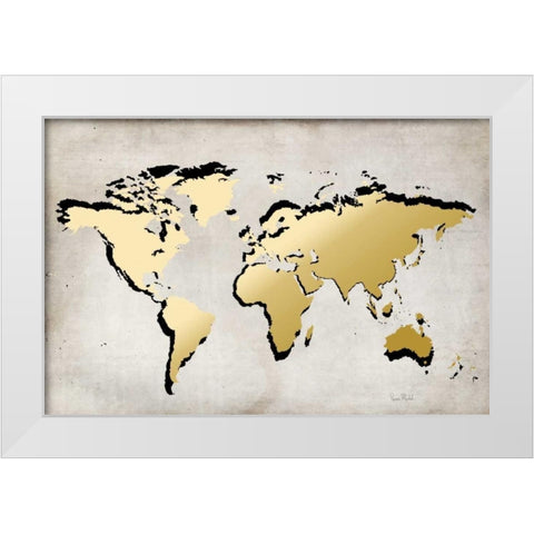 World Map White Modern Wood Framed Art Print by Murdock, Ramona