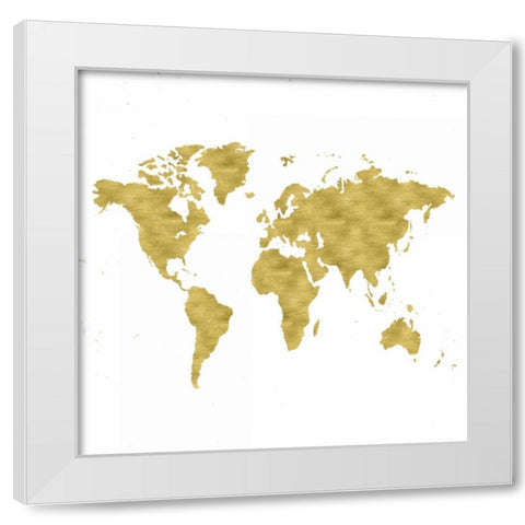 World Map Burnished Gold White Modern Wood Framed Art Print by Murdock, Ramona