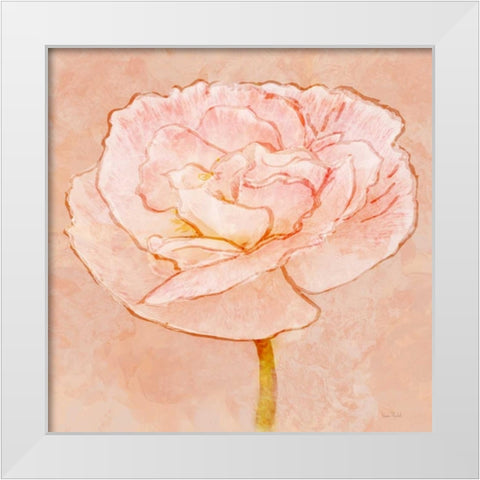 Sweet Peach Poppy II White Modern Wood Framed Art Print by Murdock, Ramona