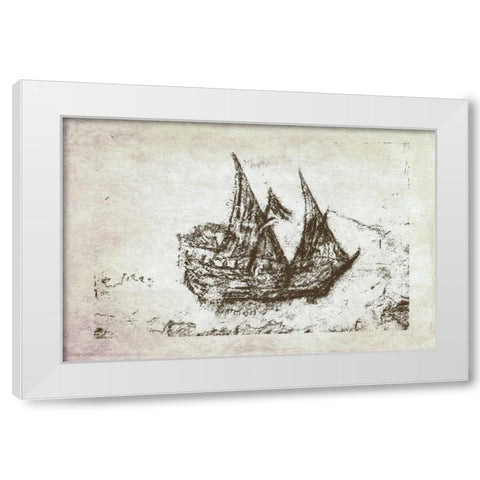 Primitive Frigate III White Modern Wood Framed Art Print by Murdock, Ramona