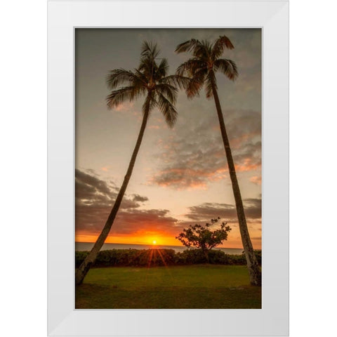 Sunset Palms II White Modern Wood Framed Art Print by Murdock, Ramona