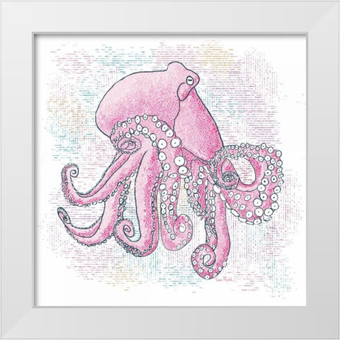 Octopus Hot Pink White Modern Wood Framed Art Print by Murdock, Ramona