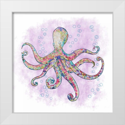 Octopus Flower Garden White Modern Wood Framed Art Print by Murdock, Ramona