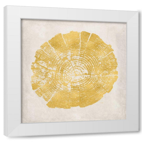 Tree Stump Golden I White Modern Wood Framed Art Print by Murdock, Ramona