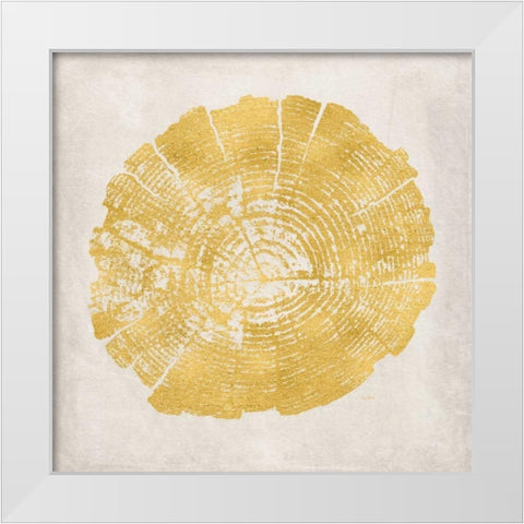 Tree Stump Golden I White Modern Wood Framed Art Print by Murdock, Ramona
