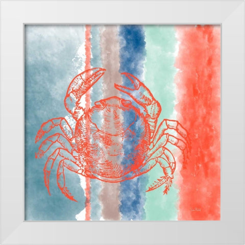 Crab Stripes White Modern Wood Framed Art Print by Murdock, Ramona