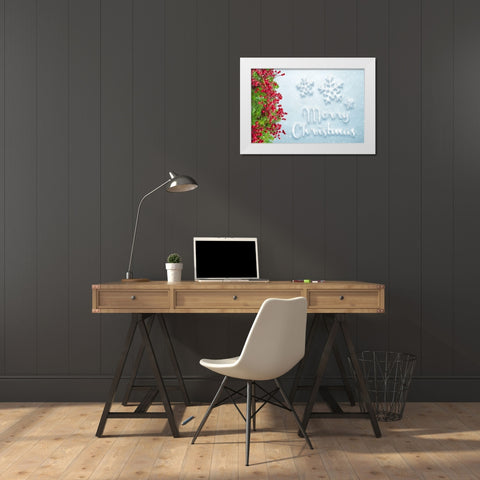 Merry Christmas White Modern Wood Framed Art Print by Murdock, Ramona