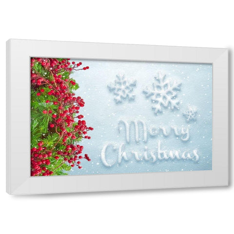 Merry Christmas White Modern Wood Framed Art Print by Murdock, Ramona