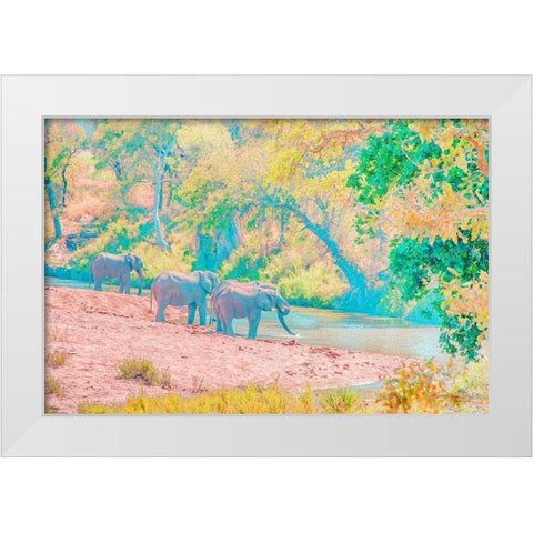 Waterhole Rendezvous I White Modern Wood Framed Art Print by Murdock, Ramona