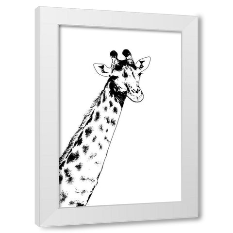 Giraffe White Modern Wood Framed Art Print by Murdock, Ramona