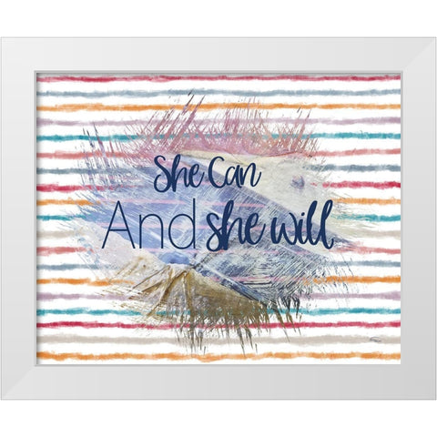 She Can White Modern Wood Framed Art Print by Murdock, Ramona