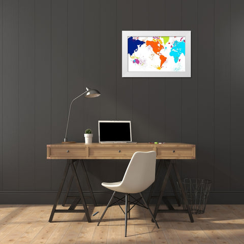 Color Map White Modern Wood Framed Art Print by Murdock, Ramona