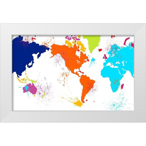 Color Map White Modern Wood Framed Art Print by Murdock, Ramona