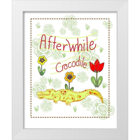 Afterwhile Crocodile White Modern Wood Framed Art Print by Murdock, Ramona