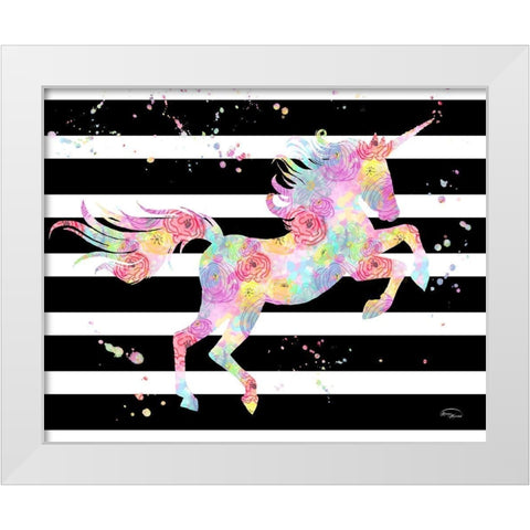 Unicorn Stripes White Modern Wood Framed Art Print by Murdock, Ramona