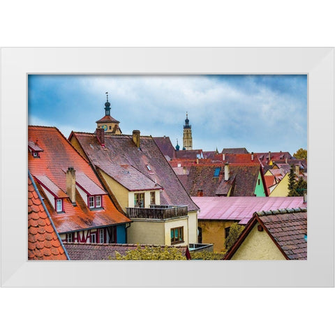 Red Roofs of Rotherburg I White Modern Wood Framed Art Print by Murdock, Ramona