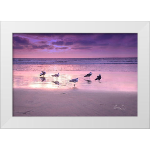 Seagull Beach I White Modern Wood Framed Art Print by Murdock, Ramona