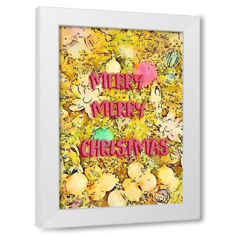 Merry Merry Christmas White Modern Wood Framed Art Print by Murdock, Ramona
