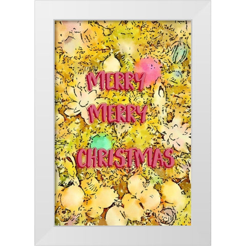 Merry Merry Christmas White Modern Wood Framed Art Print by Murdock, Ramona