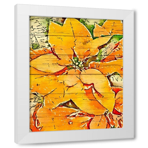 Poinsettia Gold White Modern Wood Framed Art Print by Murdock, Ramona