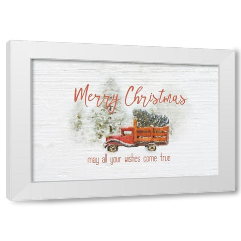 Merry Christmas Trees White Modern Wood Framed Art Print by Murdock, Ramona