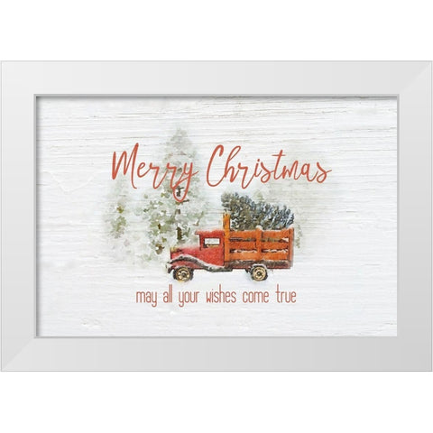 Merry Christmas Trees White Modern Wood Framed Art Print by Murdock, Ramona