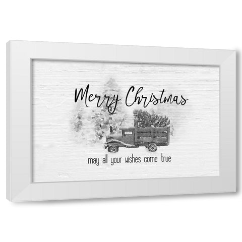 Merry Christmas Trees BW White Modern Wood Framed Art Print by Murdock, Ramona