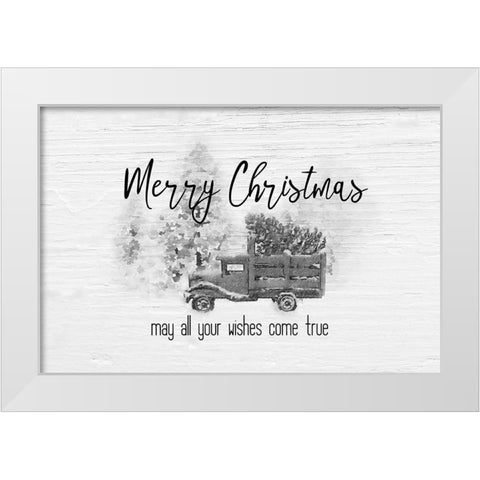 Merry Christmas Trees BW White Modern Wood Framed Art Print by Murdock, Ramona