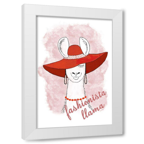 Fashionista Llama White Modern Wood Framed Art Print by Murdock, Ramona