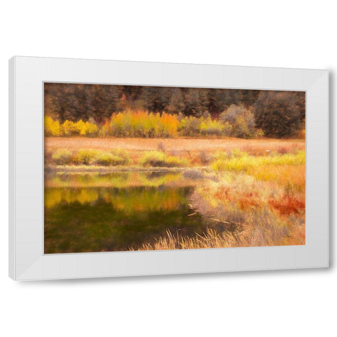 Autumn Pond White Modern Wood Framed Art Print by Murdock, Ramona
