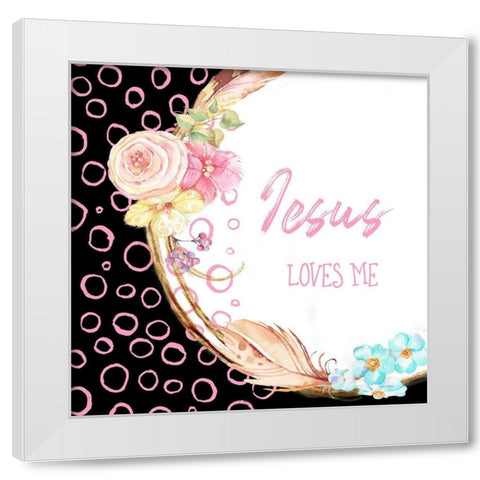 Jesus Loves Me White Modern Wood Framed Art Print by Murdock, Ramona