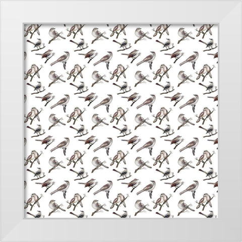 Bird Pattern 1a White Modern Wood Framed Art Print by Murdock, Ramona