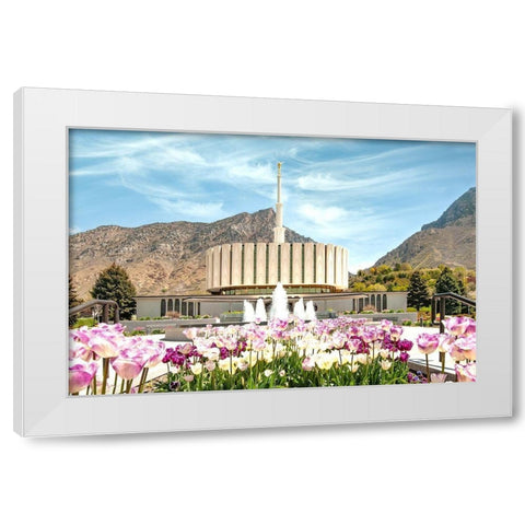 Provo Temple White Modern Wood Framed Art Print by Murdock, Ramona