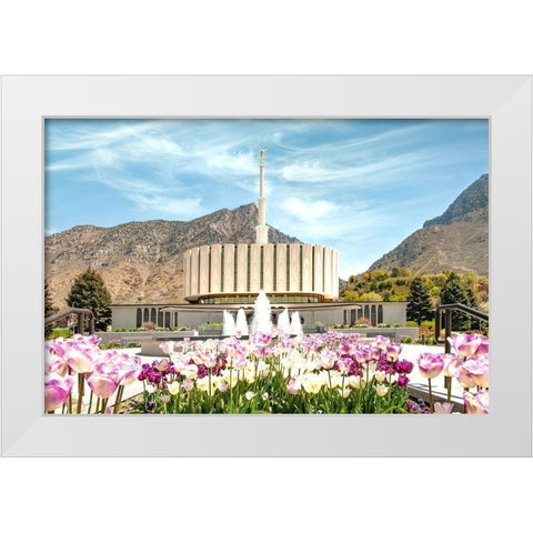 Provo Temple White Modern Wood Framed Art Print by Murdock, Ramona