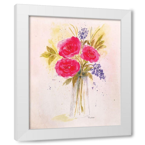 Roses in Clear Vase White Modern Wood Framed Art Print by Murdock, Ramona