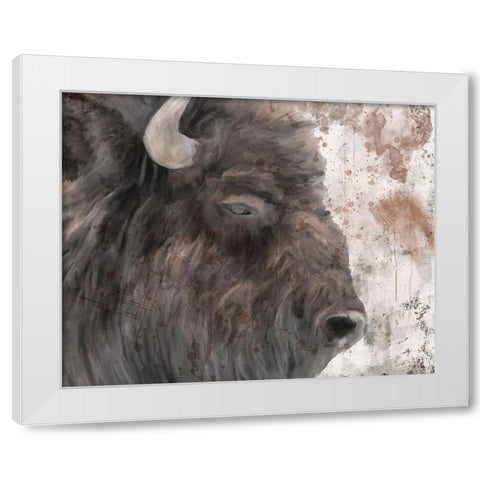 Yellowstone Buffalo White Modern Wood Framed Art Print by Murdock, Ramona