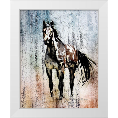 The Mustang King White Modern Wood Framed Art Print by Murdock, Ramona